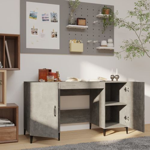 Bureau Gris béton 140x50x75 cm Bois d'ingénierie - Photo n°3; ?>