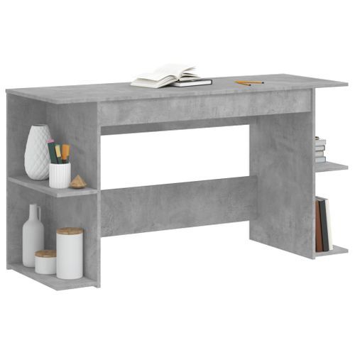 Bureau gris béton 140x50x75 cm bois d'ingénierie - Photo n°3; ?>