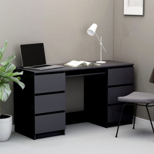 Bureau Gris brillant 140x50x77 cm - Photo n°2; ?>