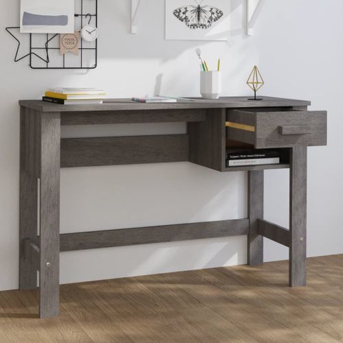 Bureau HAMAR Gris clair 110x40x75 cm Bois massif de pin - Photo n°3; ?>