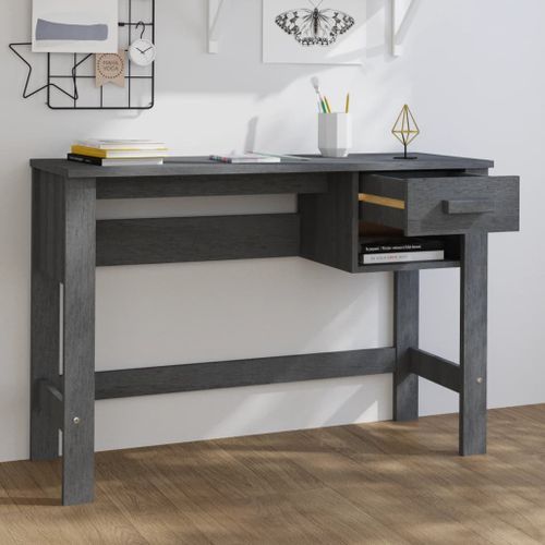 Bureau HAMAR Gris foncé 110x40x75 cm Bois massif de pin - Photo n°3; ?>