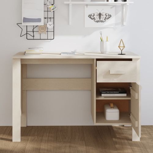 Bureau HAMAR Marron miel 113x50x75 cm Bois massif de pin - Photo n°3; ?>