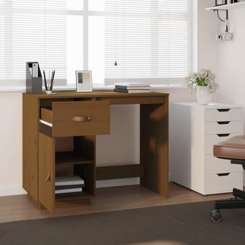 Bureau Marron miel 95x50x75 cm Bois massif de pin - Photo n°3; ?>