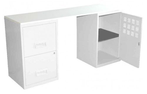 Bureau métal blanc 1 colonne de 2 tiroirs 1 casier à porte Logis - Photo n°3; ?>