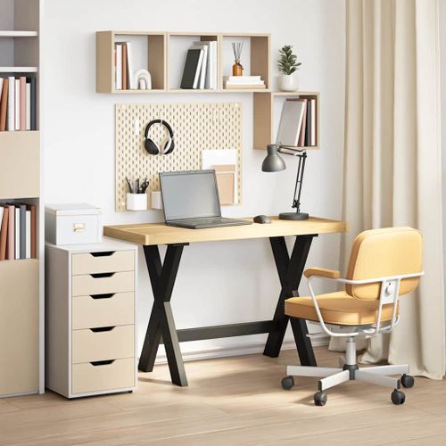 Bureau NOAIN pieds en forme de X 120x50x75 cm bois massif pin - Photo n°2; ?>