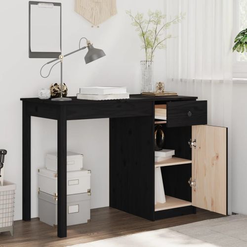 Bureau Noir 100x50x75 cm Bois massif de pin - Photo n°3; ?>