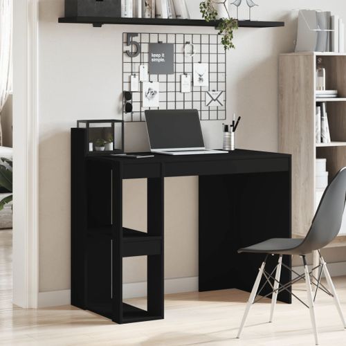 Bureau noir 103,5x56,5x94 cm bois d'ingénierie - Photo n°3; ?>