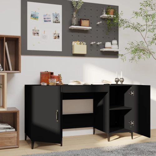 Bureau Noir 140x50x75 cm Bois d'ingénierie - Photo n°3; ?>