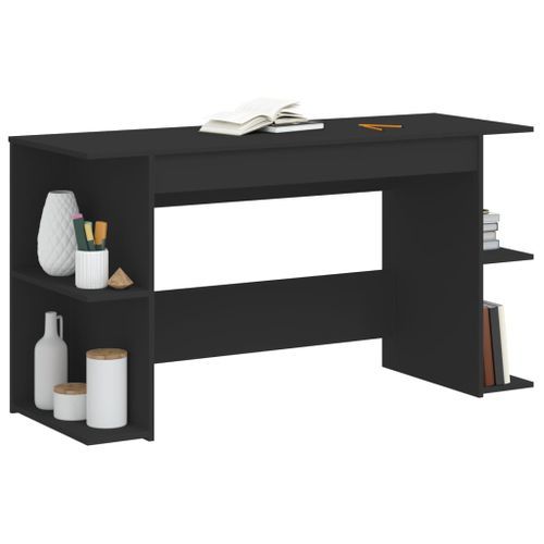 Bureau noir 140x50x75 cm bois d'ingénierie - Photo n°3; ?>