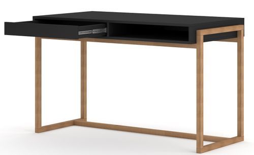 Bureau noir mat et naturel Kozlo 126 cm - Photo n°2; ?>