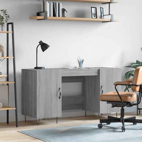 Bureau sonoma gris 140x50x75 cm bois d'ingénierie - Photo n°2; ?>