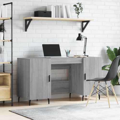 Bureau sonoma gris 140x50x75 cm bois d'ingénierie - Photo n°2; ?>