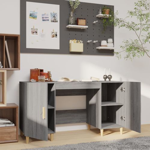 Bureau Sonoma gris 140x50x75 cm Bois d'ingénierie - Photo n°3; ?>