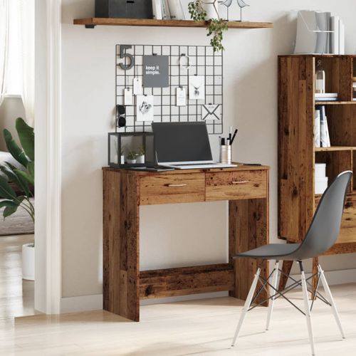 Bureau style vieux bois 80x40x75 cm bois d'ingénierie - Photo n°3; ?>