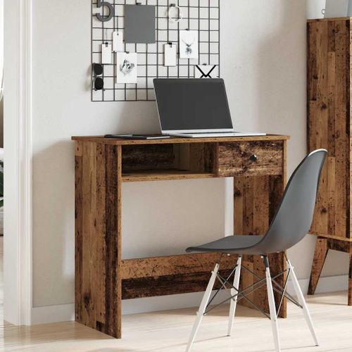 Bureau style vieux bois 80x40x75 cm bois d'ingénierie - Photo n°3; ?>