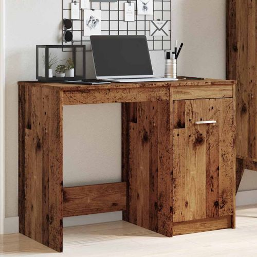 Bureau vieux bois 100x50x76 cm bois d'ingénierie - Photo n°3; ?>