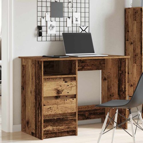 Bureau vieux bois 102x50x75 cm bois d'ingénierie - Photo n°3; ?>