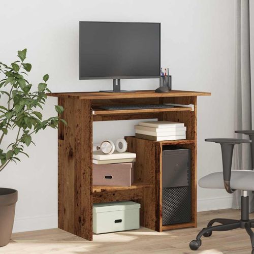 Bureau vieux bois 80x45x74 cm bois d'ingénierie - Photo n°3; ?>