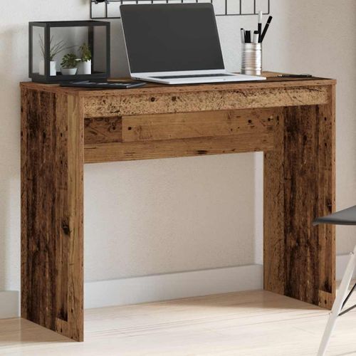 Bureau vieux bois 90x40x72 cm bois d'ingénierie - Photo n°3; ?>