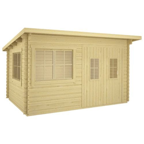 Cabane en rondins avec plancher 34mm 416x345x236,2cm Pin solide - Photo n°2; ?>