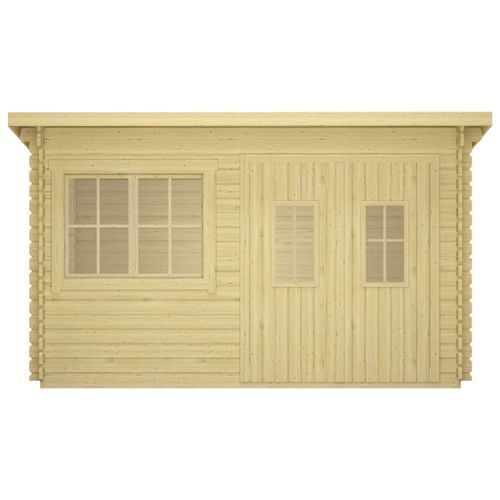 Cabane en rondins avec plancher 34mm 416x345x236,2cm Pin solide - Photo n°3; ?>