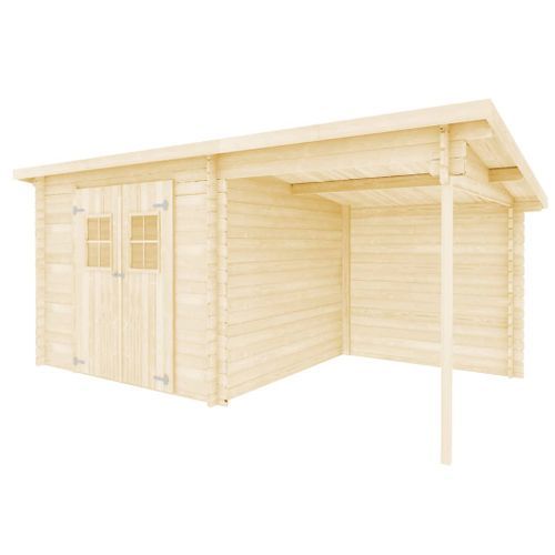 Cabanon de jardin en rondins Bois massif 28 mm, 5,3 x 3 m - Photo n°2; ?>
