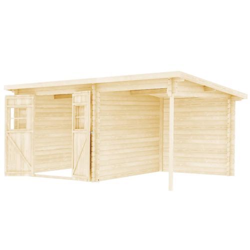 Cabanon de jardin en rondins Bois massif 28 mm, 5,3 x 3 m - Photo n°3; ?>