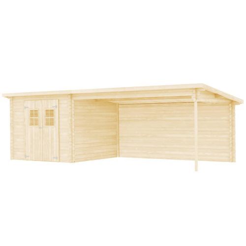 Cabanon de jardin en rondins Bois massif 28 mm, 7,3 x 3 m - Photo n°2; ?>