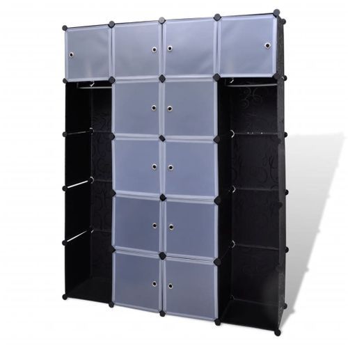 Cabinet modulable avec 14 compartiments noir et blanc 37x146x180,5 cm - Photo n°2; ?>