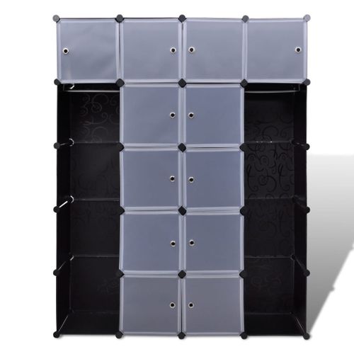 Cabinet modulable avec 14 compartiments noir et blanc 37x146x180,5 cm - Photo n°3; ?>