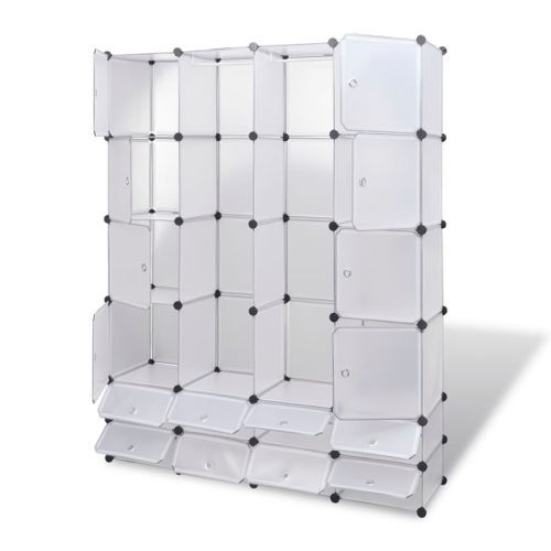 Cabinet modulable avec 18 compartiments blanc 37x146x180,5 cm - Photo n°3; ?>