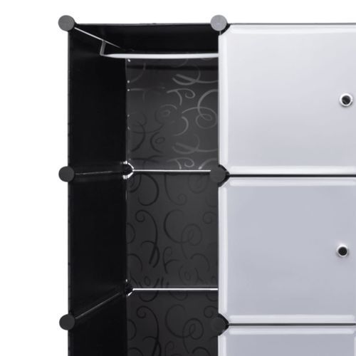 Cabinet modulable avec 18 compartiments noir et blanc 37x146x180,5 cm - Photo n°3; ?>