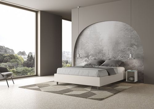 Cadre de lit 140x200 cm simili cuir blanc Agora - Photo n°3; ?>