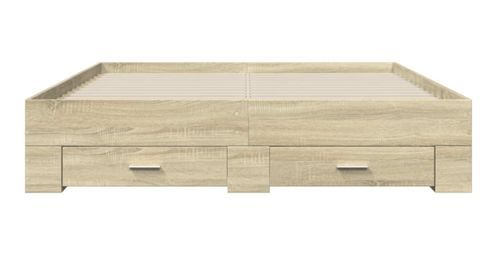 Cadre de lit 32 cm en bois avec 2 tiroirs latéraux 2 tiroirs frontaux Helika - Élégance et fonctionnalité - Photo n°3; ?>