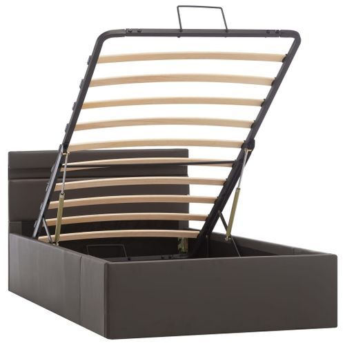 Cadre de lit à rangement avec LED Gris Similicuir 90x200 cm - Photo n°3; ?>