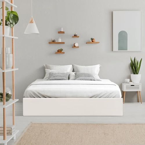 Cadre de lit adulte 160 x 200 cm + coffre de rangement - TIssu gris beige - ECLIPSE - Photo n°3; ?>