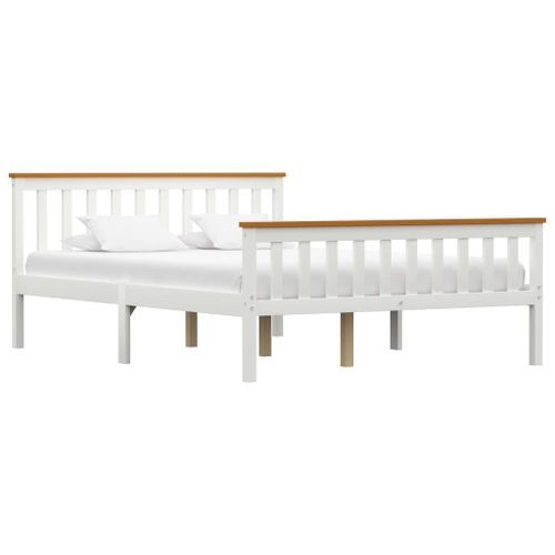 Cadre de lit avec 2 tiroirs Blanc Bois de pin massif 140x200 cm 6 - Photo n°2; ?>
