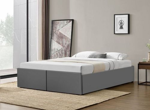 Cadre de lit avec coffre et 2 tiroirs 180x200 cm simili cuir gris Karmi - Photo n°3; ?>