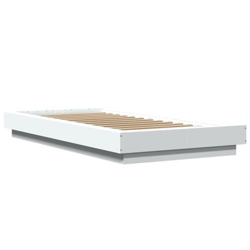 Cadre de lit avec lumières LED blanc 100x200 cm bois ingénierie - Photo n°2; ?>