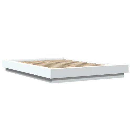 Cadre de lit avec lumières LED blanc 120x190 cm bois ingénierie - Photo n°2; ?>