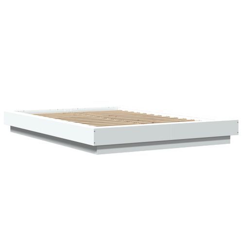 Cadre de lit avec lumières LED blanc 120x200 cm bois ingénierie - Photo n°2; ?>