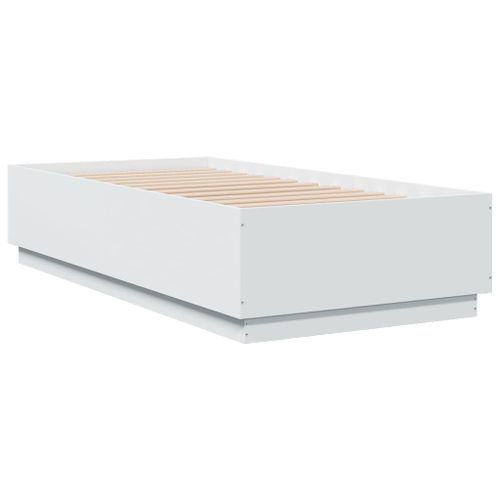 Cadre de lit avec lumières LED blanc 90x190cm bois d’ingénierie - Photo n°3; ?>