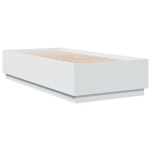 Cadre de lit avec lumières LED blanc 90x200cm bois d'ingénierie - Photo n°3; ?>