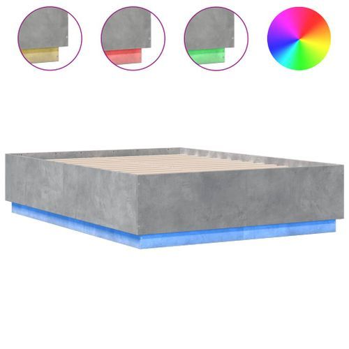 Cadre de lit avec lumières LED gris béton 140x190 cm - Photo n°2; ?>