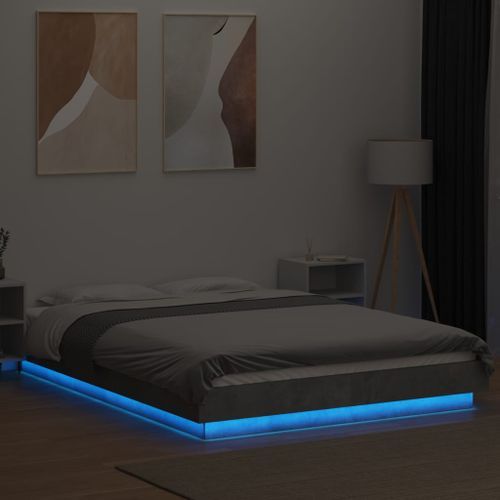 Cadre de lit avec lumières LED gris béton 140x190 cm - Photo n°3; ?>