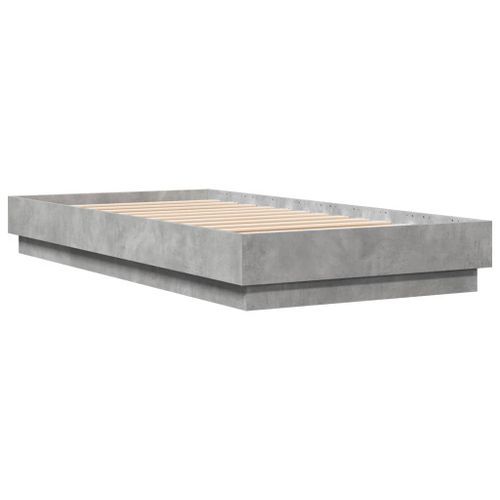 Cadre de lit avec lumières LED gris béton 90x190 cm - Photo n°3; ?>