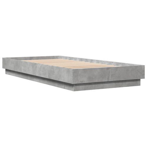 Cadre de lit avec lumières LED gris béton 90x200 cm - Photo n°3; ?>