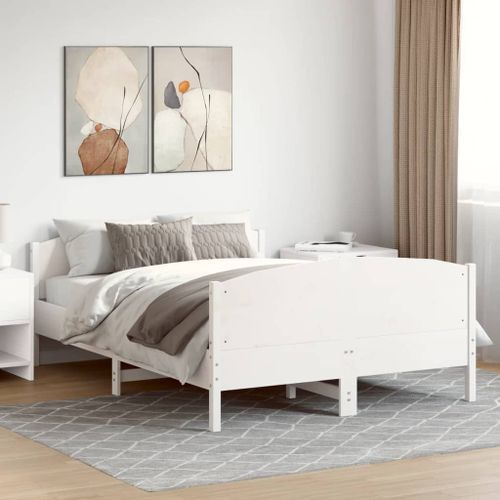 Cadre de lit avec tête de lit blanc 120x190 cm bois pin massif - Photo n°3; ?>