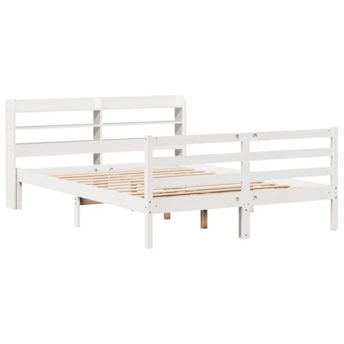 Cadre de lit avec tête de lit blanc 120x190 cm bois pin massif - Photo n°2; ?>