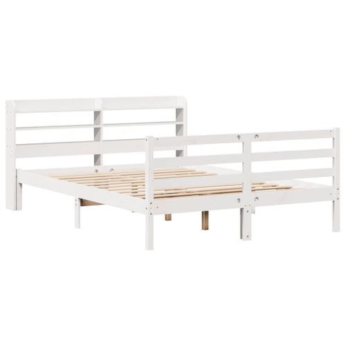 Cadre de lit avec tête de lit blanc 135x190 cm bois pin massif - Photo n°2; ?>